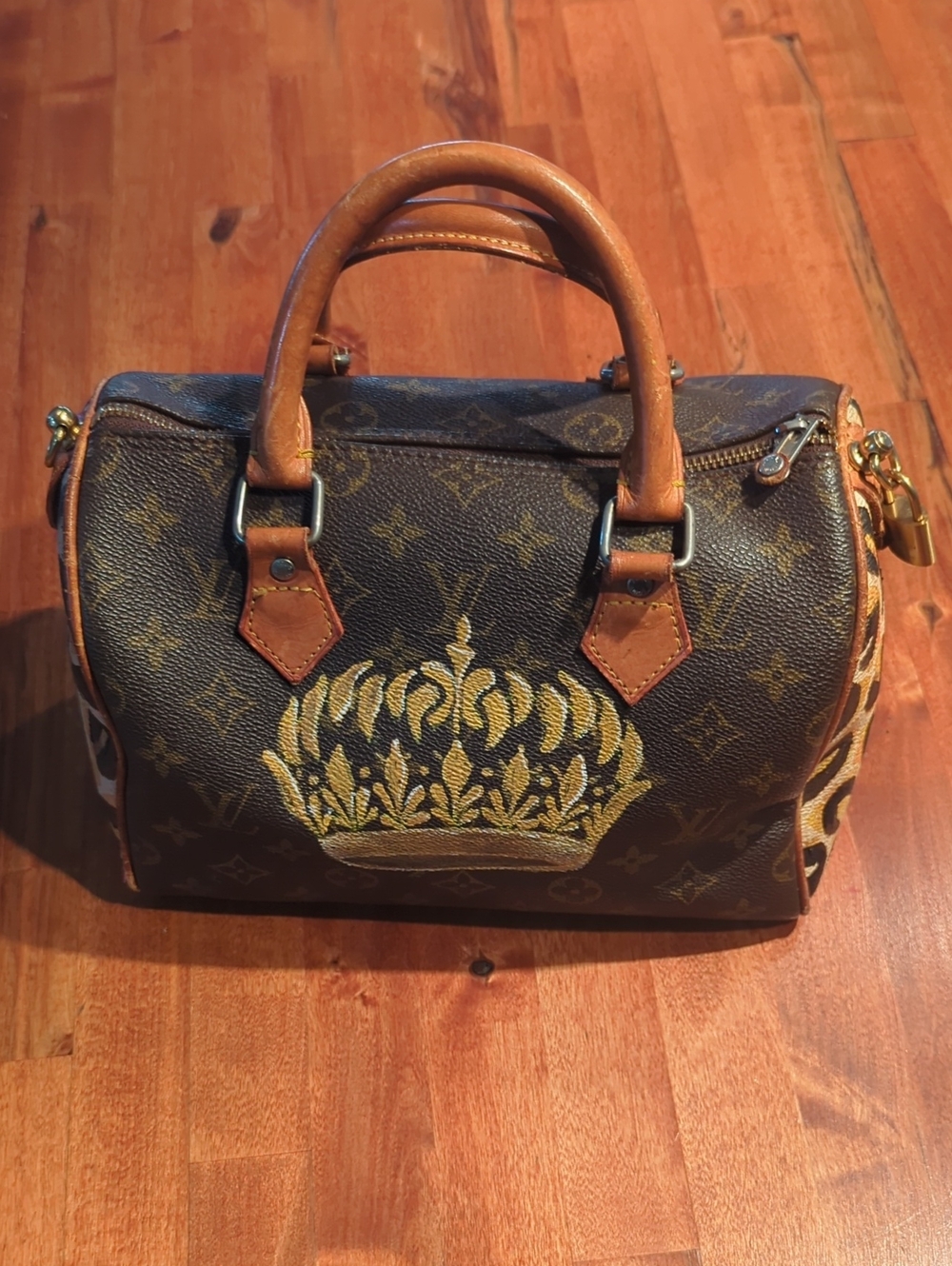 Authentic Custom LV Speedy 25 Brown with Gold Crown Accent - Picture 3 of 17
